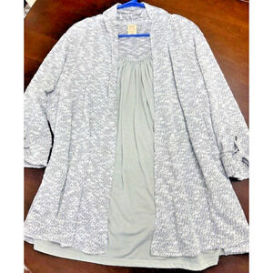 Faded Glory Top Sweater Cardigan Combo Plus Size 4X or 26/28 3/4 Grey & White